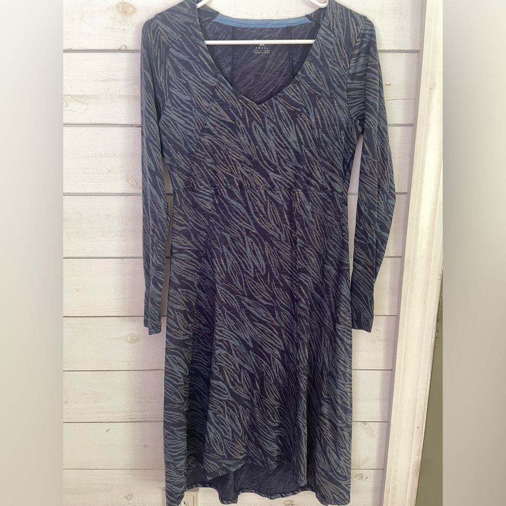 Horny Toad womens V-Neck Long Sleeve blue everyday Dress size S sustainable